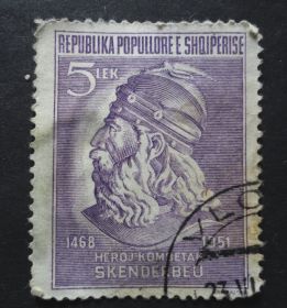 Балканський півострів Балканский полуостров ^/--/^ АЛБАНИЯ   1951  5 /--/ lek  Скандерберг ^_^^^ Албанія 1951 5 /--/ lek Скандерберг - фото фото фото