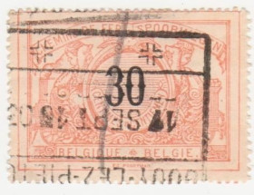 Бенілюкс Бенилюкс ^/--/^ Бельгия  Железнодорожные бандерольные  1892  г. № 19 гашеная ^_^^^ Бельгія Залізничні бандерольні 1892 р. No 19 гашена - фото фото фото