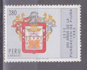 Південна Америка Южная Америка ^/--/^ Перу 1982 PIURA 450 ЛЕТ ОСНОВАНИЯ ГЕРБ ГЕРАЛЬДИКА СИМВОЛИКА ТРАДИЦИИ ОБЫЧАИ КУЛЬТУРА 1 /--/ м** Mi.1238 MNH ^_^^^ Перу 1982 PIURA 450 РОКІВ ОСНОВУВАННЯ ГЕРБ ГЕРАЛЬДИКА СИМВОЛІКА ТРАДИЦІЇ Звичаю КУЛЬТУРА 1 /--/ М** Mi.1238 MNH - фото фото фото