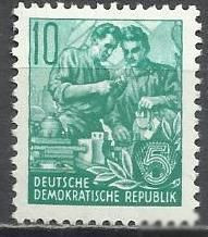НДР, ФРН ГДР, ФРГ ^/--/^ ГДР 1953 рабочие стандарт офсет 1 /--/ м. ^_^^^ НДР 1953 робочі стандарт офсет 1 /--/ м. - фото фото фото