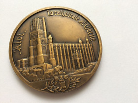 Європа Европа ^/--/^ Велика настільна Медаль Sainte Cécile ALBI. Франція. Бронза. ^_^^^ Настольная большая Медаль Sainte Cécile ALBI Франция. Бронза. - фото фото фото