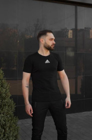 Шорти Шорты ^/--/^ Футболка Adidas черная (лого центр) ^_^^^ Футболка Adidas чорна (лого центр) - фото фото фото