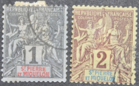Інше Другое ^/--/^ Французские колонии Сен-Пьер и Микелон 1892 ^_^^^ Французькі колонії Сен-П'єр і Мікелон 1892 - фото фото фото