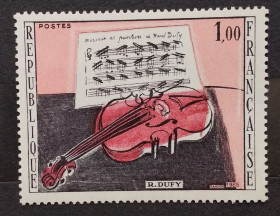 Мистецтво Искусство ^/--/^ Франция 1965 г - Рауль Дюфи «Красная скрипка», негаш ^_^^^ 1965 — Рауль Дюфі «Червона скрипка», негаш - фото фото фото
