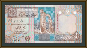 Лівія Ливия ^/--/^ Ливия 1/4 динара 2002 P-62 UNC ^_^^^ Лівія 1/4 динара 2002 P-62 UNC - фото фото фото