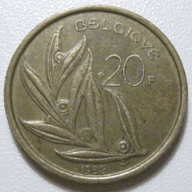 Бельгія Бельгия ^/--/^ Бельгія 20 франків 1982 року BELGIQUE #39713 ^_^^^ Бельгия 20 франков 1982 года BELGIQUE #39713 - фото фото фото