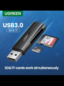 Кардрідери Кардридеры ^/--/^ USB 3.0 картридер UGREEN  (модель CM /--/ 264 / 60722) с двумя слотами SD/microSD ^_^^^ USB 3.0 картридер UGREEN (модель CM /--/ 264 / 60722) з двома слотами SD/microSD - фото фото фото