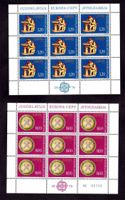 Балканський півострів Балканский полуостров ^/--/^ Югославия  1976 г MNH - EUROPA CEPT - искусство - 2 /--/ а малых листа ^_^^^ Югославія 1976 MNH - EUROPA CEPT - мистецтво - 2 /--/ а малих аркуші - фото фото фото