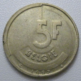 Бельгія Бельгия ^/--/^ Бельгія 5 франків 1987 року Belgie 42898 ^_^^^ Бельгия 5 франков 1987 года Belgie 42898 - фото фото фото