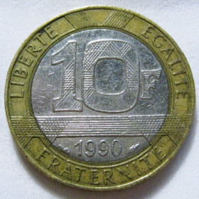 Франція Франция ^/--/^ Франція 10 франків 1990 року #6 /--/ П /--/ 1510 ^_^^^ Франция 10 франков 1990 года #6 /--/ П /--/ 1510 - фото фото фото
