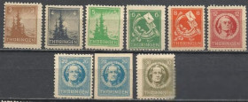 НДР, ФРН ГДР, ФРГ ^/--/^ Германия Тюрингия зона оккупации СССР 1945 стандарт флора лес Шиллер Гете 9 /--/ м. ^_^^^ Німеччина Тюрінгія зона окупації СРСР 1945 стандарт флора ліс Шиллер Гете 9 /--/ м. - фото фото фото