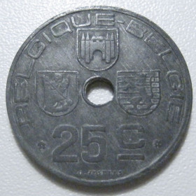 Бельгія Бельгия ^/--/^ Бельгія 25 сантимів 1946 року Belgique - Belgie 42217 ^_^^^ Бельгия 25 сантимов 1946 года Belgique - Belgie 42217 - фото фото фото