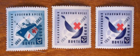 СРСР - СССР - ^/--/^ СССР 1963 г - 100-летие Международного Красного Креста,  негаш ^_^^^ СРСР 1963 р - 100-річчя Міжнародного Червоного Хреста, 4 шт (див.фото, 3 негаш+1 гаш) - фото фото фото