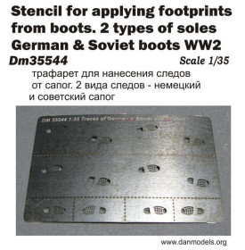 Фігурки, солдатики Фигурки, солдатики ^/--/^ Danmodel 35544 - трафарет для нанесения следов от сапог. 2 вида подошв - немецкие и советские сапоги. ВОВ 1/35 ^_^^^ Danmodel 35544 - трафарет для нанесення слідів від чобіт. 2 види підошв - німецькі і радянські чоботи. ВВВ 1/35 - фото фото фото