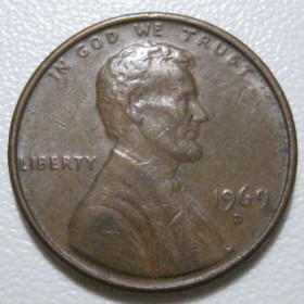 Обігові Обиходные ^/--/^ США 1 цент 1969 року D #39989 ^_^^^ США 1 цент 1969 года D #39989 - фото фото фото