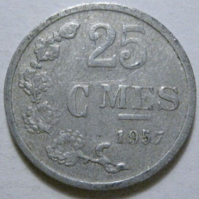 Люксембург Люксембург ^/--/^ Люксембург 25 сантимів 1957 року 41369 ^_^^^ Люксембург 25 сантимов 1957 года 41369 - фото фото фото