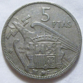 Іспанія Испания ^/--/^ Іспанія 5 песет 1957  (1962) року #6 /--/ П /--/ 1869 ^_^^^ Испания 5 песет 1957 (1962) года #6 /--/ П /--/ 1869 - фото фото фото