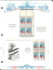 Північна Америка Северная Америка ^/--/^ США 1966  г - квартблок MNH + КПД  ХМК с квартблоком  -  личности - Рузвельт ^_^^^ США 1966 - квартблок MNH + ККД ХМК з квартблоком - особистості - Рузвельт - фото фото фото