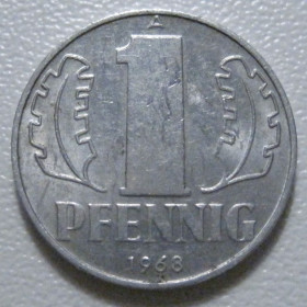 НДР, ФРН ГДР, ФРГ ^/--/^ Німеччина - НДР 1 пфеніг 1968 року 43300 ^_^^^ Германия - ГДР 1 пфениг 1968 года 43300 - фото фото фото