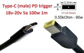 Інше Другое ^/--/^ Кабель-переходник триггер PD 20 /--/ v Type-C (max 5 /--/ a, 100 /--/ w) на Square tip 11.0 /--/ x /--/ 4.5 /--/ mm (+pin) 1 /--/ m з USB Type - фото фото фото