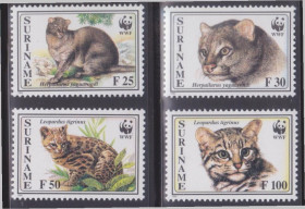 Південна Америка Южная Америка ^/--/^ Суринам 1995 WWF ДИКИЕ КОШКИ КОШАЧЬИ ЖИВОТНЫЕ ЗВЕРИ ФАУНА ДИКАЯ ПРИРОДА Mi.1514-1517** SW /--/ 1518-21 MNH ^_^^^ Сурінам 1995 WWF ДІКІ КОШКИ КОШАЧІ ТВІТНІ ЗВІРІ ФАУНА ДІКА ПРИРОДУ Mi.1514-1517** SW /--/ 1518-21 MNH - фото фото фото