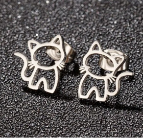 Сережки Серьги ^/--/^ Серьги - гвоздики у формі кошенят  (нові) + відео огляд ^_^^^ Серьги-гвоздики в форме котят - фото фото фото