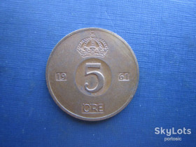 Швеція Швеция ^/--/^ Монета 5 ере Швеція 1961 ^_^^^ Монета 5 эре Швеция 1961 - фото фото фото
