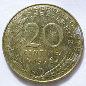 Франція Франция ^/--/^ Франція 20 сантимів 1996 року #6 /--/ П /--/ 1431 ^_^^^ Франция 20 сантимов 1996 года #6 /--/ П /--/ 1431 - фото фото фото