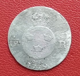 Швеція Швеция ^/--/^ Швеция 1/12 риксдалера, 1779 г, серебро ^_^^^ Швеція 1/12 риксдалера, 1779 р, срібло - фото фото фото