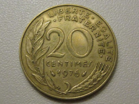 Франція Франция ^/--/^ Франция 20 сантимов 1976 года 38129 ^_^^^ Франція 20 сантимів 1976 року 38129 - фото фото фото