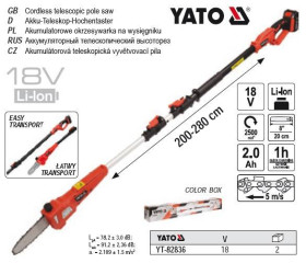Інші інструменти Другие инструменты ^/--/^ Сучкорез YATO высоторез акумуляторный телескоп 2-2,8 м Li-Ion 18 /--/ В 2 А/ч YT-82836 ^_^^^ Польща висоторіз акумуляторний телескоп 2-2,8 м Li-Ion 18 /--/ В 2 А/год YT-82836 - фото фото фото