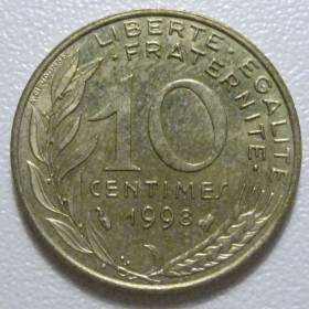Франція Франция ^/--/^ Франція 10 сантимів 1998 року 1440 ^_^^^ Франция 10 сантимов 1998 года 1440 - фото фото фото