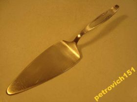 Кухонне начиння, посуд, столове срібло Кухонная утварь, посуда, столовое серебро ^/--/^ Лопатка Сервировочная Серебрение Мельхиор СССР №8 ^_^^^ Лопатка Сервірувальна Сріблення Мельхіор СРСР No /--/ 8 - фото фото фото
