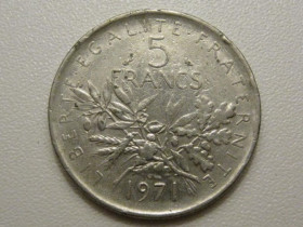 Франція Франция ^/--/^ Франция 5 франков 1971 года 37970 ^_^^^ Франція 5 франків 1971 року 37970 - фото фото фото