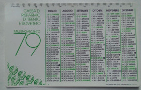 Календарі Календари ^/--/^ Календарь 1979 Милленовесенто, Millenovecento, Италия  (пластик) ^_^^^ Календар 1979 Мілленовесенто, Millenovecento, Італія (пластик) - фото фото фото