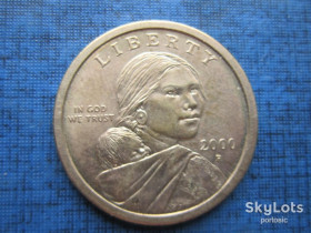 Обігові Обиходные ^/--/^ Монета 1 доллар США 2000 Р Сакагавеи индианка с ребёнком фауна орёл ^_^^^ Монета 1 долар США 2000 Р Сакагавеї індіанка з дитиною фауна орел - фото фото фото