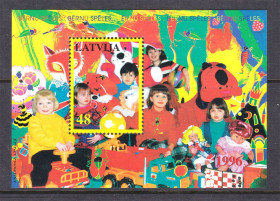 Балтійські країни Балтийские страны ^/--/^ Латвия  1996 г MNH - блок - дети ^_^^^ Латвія 1996 MNH - блок - діти - фото фото фото