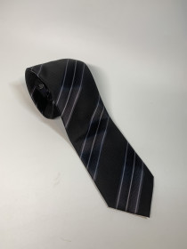 Краватки Галстуки ^/--/^ Шовкова чоловіча краватка LIKAS 100% Silk Hand Made, графітова в смужку  (Н /--/ 8234) ^_^^^ Шелковая мужская галстука LIKAS 100% Silk Hand Made, графитовая в полоске (Н /--/ 8234) - фото фото фото