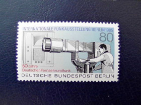 НДР, ФРН ГДР, ФРГ ^/--/^ Поштова марка Німеччина Західний Берлін &amp;quot; 50-річчя німецького телебачення &amp;quot; 1985 рік ** ^_^^^ Почтовая марка Германия Западный Берлин &amp;quot; 50-летие немецкого телевидения &amp;quot; 1985 год ** - фото фото фото