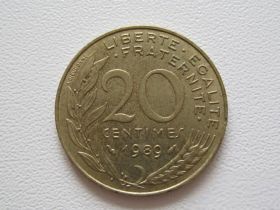 Франція Франция ^/--/^ Франция 20 сантимов 1989 года #9765 ^_^^^ Франція 20 сантимів 1989 #9765 - фото фото фото