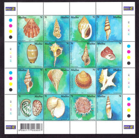 Фауна Фауна ^/--/^ Фауна .  Мальта  2003 г   MNH - к/б - ракушки ^_^^^ Мальта 2003 MNH - к/б - мушлі - фото фото фото