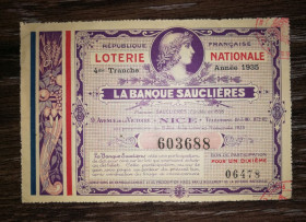 Франція Франция ^/--/^ FRANCE Франція 10 франків 1935 Ніца, лотерея ^_^^^ FRANCE Франция 10 франков 1935 Ница, лотерея - фото фото фото