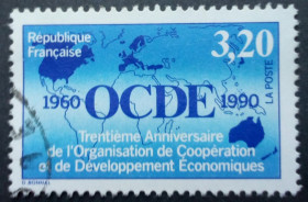 Франція Франция ^/--/^ Франция 1990 Организация экономического сотрудничества и развития, гашеная ^_^^^ Франція 1990 Організація економічного співробітництва і розвитку, гашена - фото фото фото