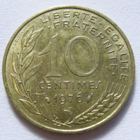 Франція Франция ^/--/^ Франція 10 сантимів 1976 року #6 /--/ П /--/ 1333 ^_^^^ Франция 10 сантимов 1976 года #6 /--/ П /--/ 1333 - фото фото фото