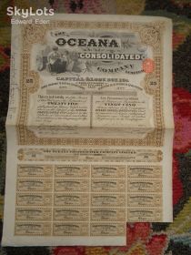 Акції, облігації, лотереї Акции, облигации, лотереи ^/--/^ АКЦИИ "THE OCEANA CONSOLIDATED COMPANY LIMITED" - 25 АКЦИЙ – 1929 г. ^_^^^ АКЦІЇ " THE OCEANA CONSOLIDATED COMPANY LIMITED" - 25 Акцій - 1929 р. - фото фото фото