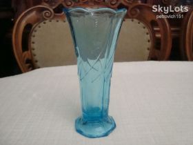 Кухонне начиння, посуд, столове срібло Кухонная утварь, посуда, столовое серебро ^/--/^ Антикварная Ваза Цветное Голубое Стекло 1930 годов ^_^^^ Антикварна Ваза Кольорове Блакитне Скло 1930 років - фото фото фото