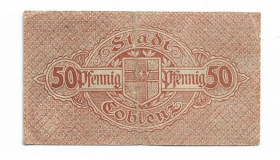 Німеччина Германия ^/--/^ Нотгельд Кобленц 50 пфеннигов Германия 1919 вод. знаки и конгрев. Оригинал ^_^^^ Нотгельд Кобленц 50 пфенігів Німеччина 1919 вод. знаки і конгрев. Оригінал - фото фото фото