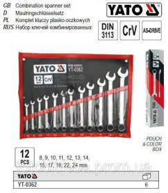 Ключі Ключи ^/--/^ Набір ключів комбінованих 8-24 мм 12 штук YATO-0362 ^_^^^ Набор ключей комбинированных 8-24 мм 12 штук YATO-0362 - фото фото фото
