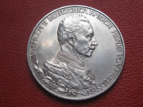 Німецька імперія (-) Германская империя (-) ^/--/^ Пруссия.3 марки 1913 А.25 лет правления. Серебро.. Оригинал.Отличный сохран. UNC   (3) ^_^^^ Пруссія.3 марки 1913 А.25 років правління. Срібло. Оригінал. Хороший захист. UNC (3) - фото фото фото