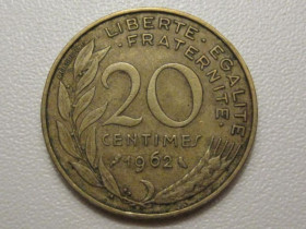 Франція Франция ^/--/^ Франция 20 сантимов 1962 года 38105 ^_^^^ Франція 20 сантимів 1962 року 38105 - фото фото фото